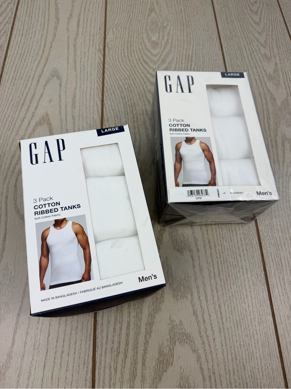 B15 Gap 2packs Men's Cotton Ribbed Tanks Large White $76 3pcs/pack
